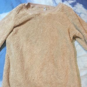 Nude/Beige Teddy Crew Neck Sweatshirt